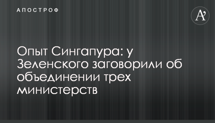 Опыт Сингапура: у Зеленского заговорили об объединении трех министерств