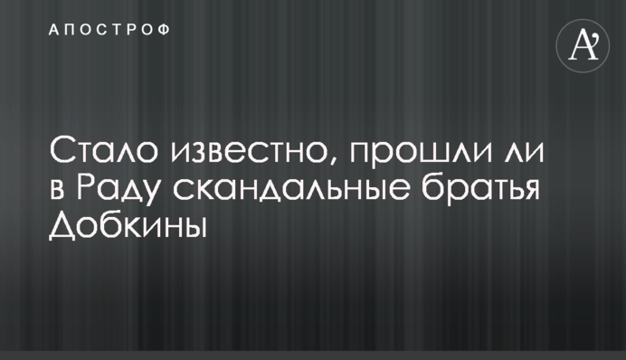 Стало відомо, чи пройшли в Раду скандальні брати Добкіни