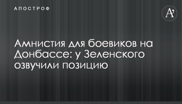 Амністія для бойовиків на Донбасі: у Зеленського озвучили позицію