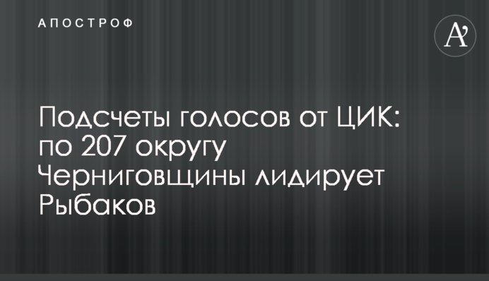 Подсчеты голосов от ЦИК: по 207 округу Черниговщины лидирует Рыбаков