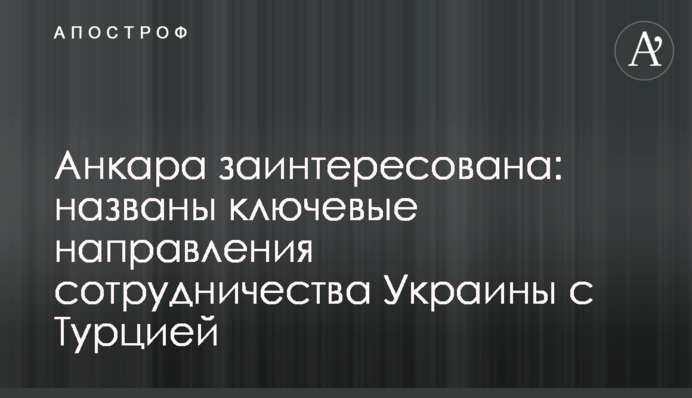 Анкара заинтересована: названы ключевые направления сотрудничества Украины с Турцией