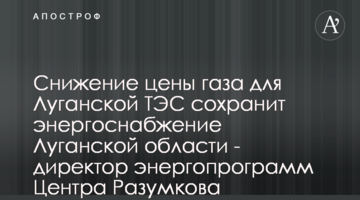 Зниження ціни газу для Луганської ТЕС збереже енергопостачання в області - директор енергопрограм Центру Разумкова