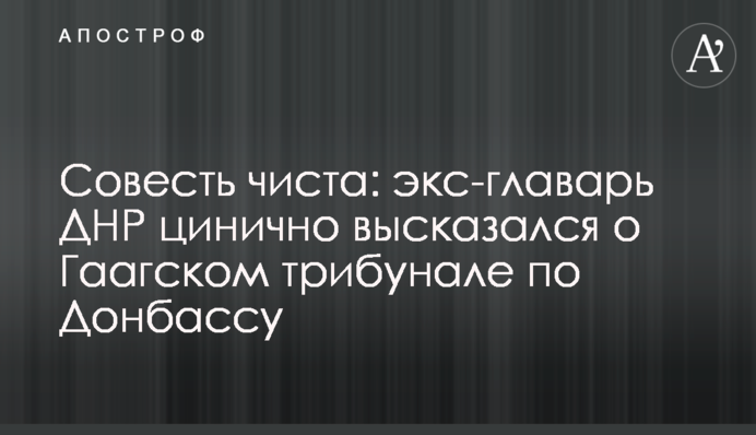 Совесть чиста: экс-главарь ДНР цинично высказался о Гаагском трибунале по Донбассу