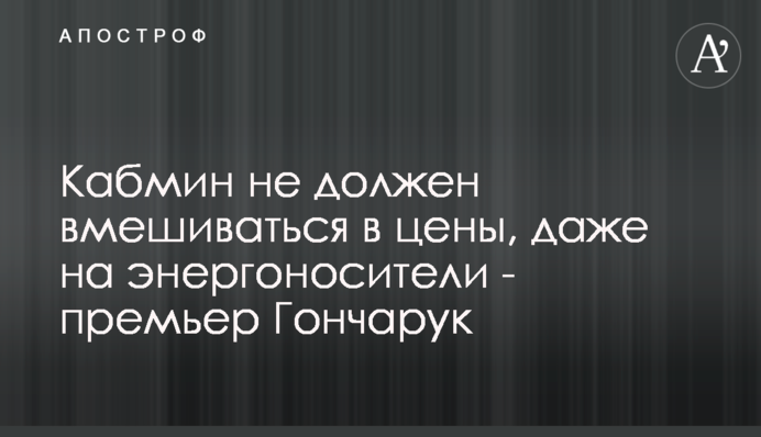 Кабмин не должен вмешиваться в цены, даже на энергоносители - премьер Гончарук