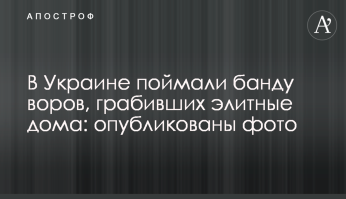 В Україні спіймали банду злодіїв, які грабували елітні будинки: опубліковано фото