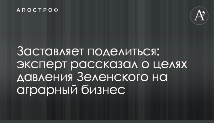Заставляет поделиться: эксперт рассказал о целях давления Зеленского на аграрный бизнес