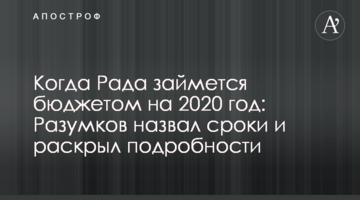 Коли Рада візьметься за бюджет на 2020 рік: Разумков назвав терміни і розкрив подробиці