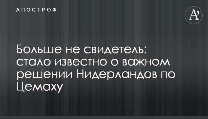Більше не свідок: стало відомо про важливе рішення Нідерландів по Цемаху