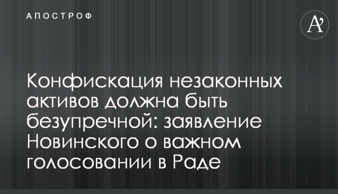 Конфискация незаконных активов должна быть безупречной: заявление Новинского о важном голосовании в Раде