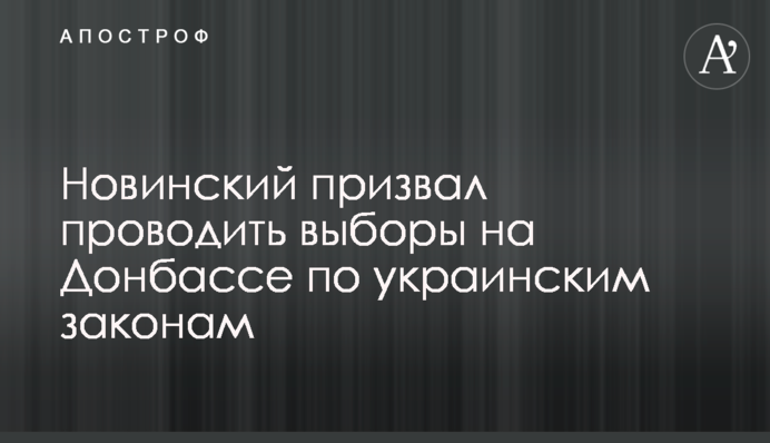 Новинський закликав проводити вибори на Донбасі за українськими законами