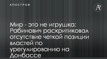 Мир - это не игрушка: Рабинович раскритиковал отсутствие четкой позиции властей по урегулированию на Донбассе