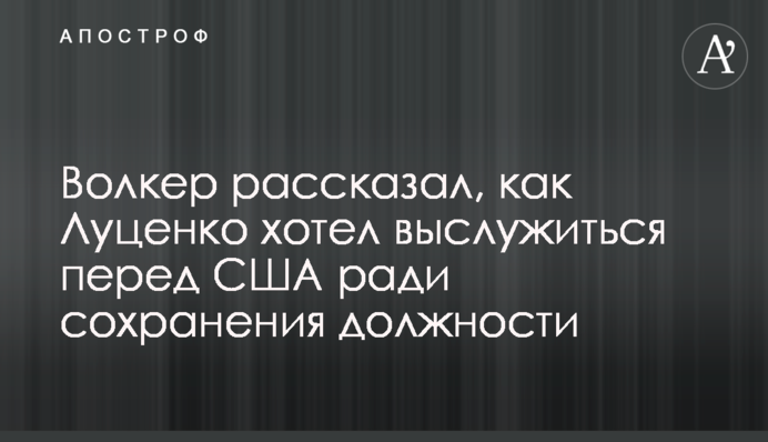 Волкер рассказал, как Луценко хотел выслужиться перед США ради сохранения должности
