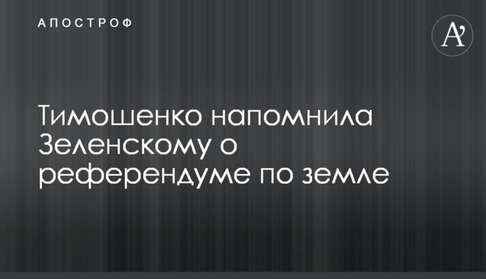 Тимошенко нагадала Зеленському про референдум по землі