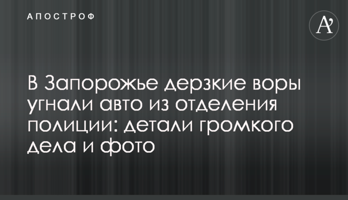 В Запорожье дерзкие воры угнали авто из отделения полиции: детали громкого дела и фото