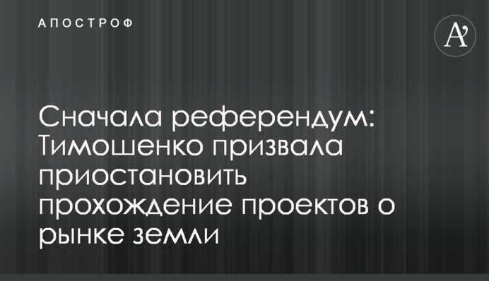 Сначала референдум: Тимошенко призвала приостановить прохождение проектов о рынке земли