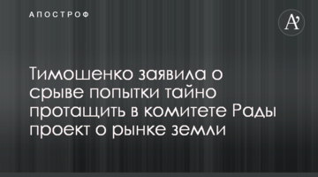 Тимошенко заявила про зрив спроби таємно протягнути у комітеті Ради проект про ринок землі