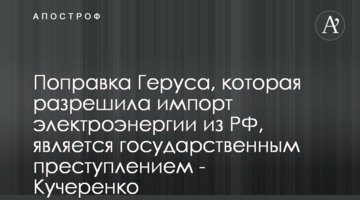 Поправка Геруса, которая разрешила импорт электроэнергии из РФ, является государственным преступлением - Кучеренко