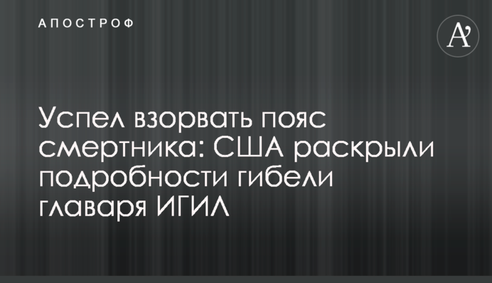Успел взорвать пояс смертника: США раскрыли подробности гибели главаря ИГИЛ