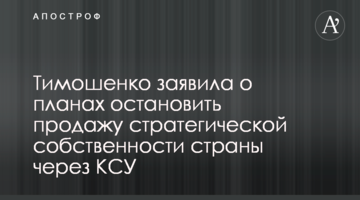 Тимошенко заявила про плани зупинити продаж стратегічної власності країни через КСУ