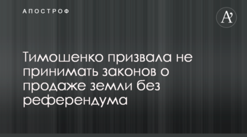 Тимошенко закликала не приймати законів про продаж землі без референдуму