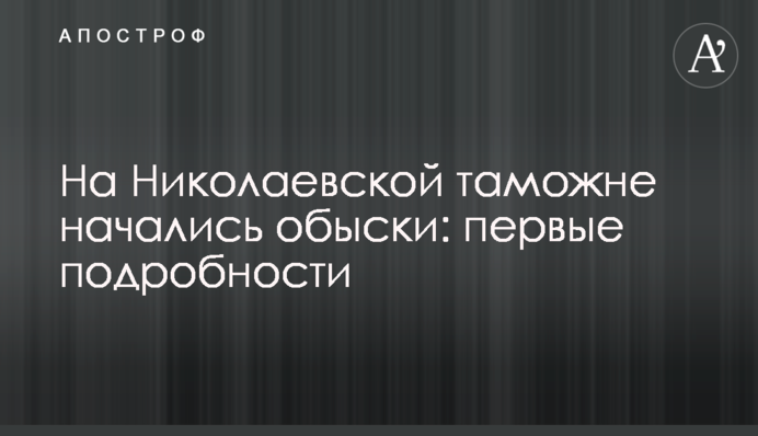 На Николаевской таможне начались обыски: первые подробности