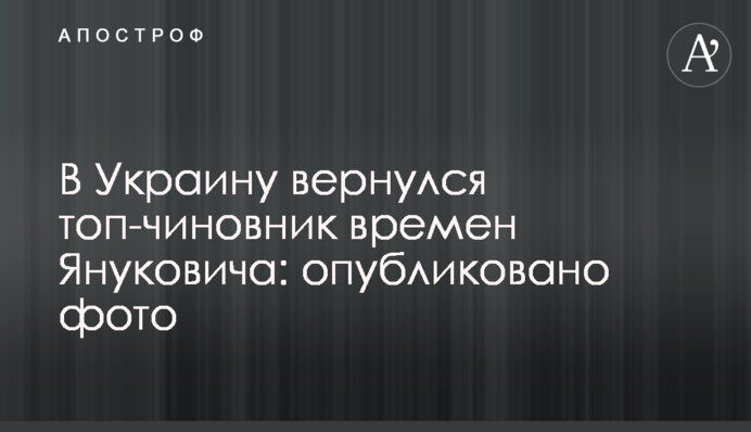 В Україну повернувся топ-чиновник часів Януковича: опубліковано фото