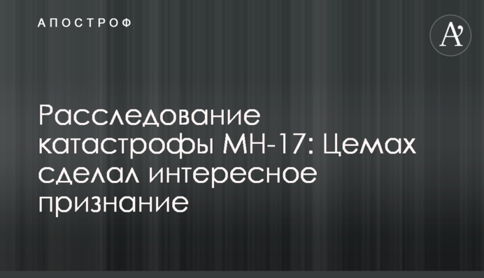 Расследование катастрофы MH-17: Цемах сделал интересное признание
