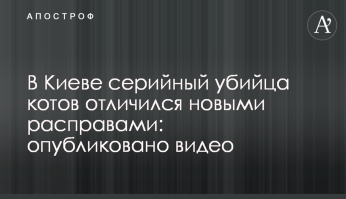 У Києві серійний вбивця котів відзначився новими розправами: опубліковано відео