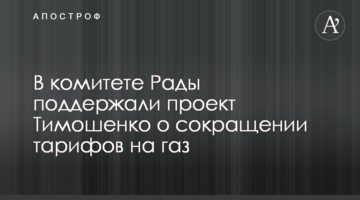У комітеті Ради підтримали проект Тимошенко про скорочення тарифів на газ