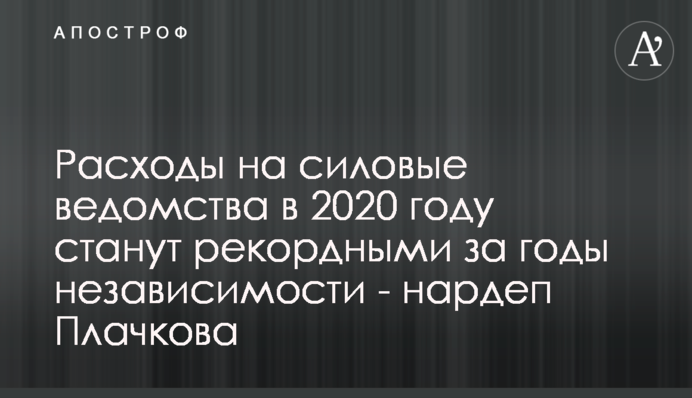 Расходы на силовые ведомства в 2020 году станут рекордными за годы независимости - нардеп Плачкова