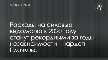 Расходы на силовые ведомства в 2020 году станут рекордными за годы независимости - нардеп Плачкова