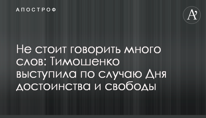 Не варто говорити багато слів: Тимошенко виступила з нагоди Дня гідності та свободи