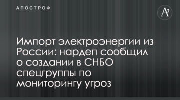Імпорт електроенергії з Росії: нардеп повідомив про створення у РНБО спецгрупи з моніторингу загроз