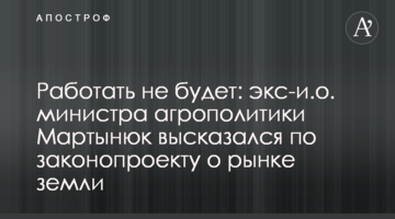 Работать не будет: экс-и.о. министра агрополитики Мартынюк высказался по законопроекту о рынке земли