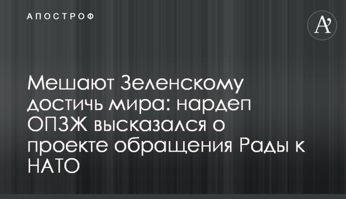 Заважають Зеленському досягти миру: нардеп ОПЗЖ висловився щодо проекту звернення Ради до НАТО