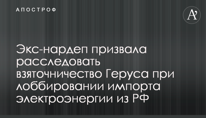 Экс-нардеп призвала расследовать взяточничество Геруса при лоббировании импорта электроэнергии из РФ