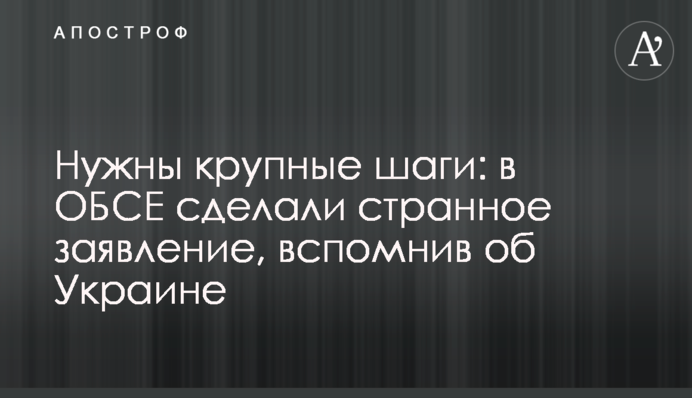 Потрібні великі кроки: в ОБСЄ зробили дивну заяву, згадавши про Україну