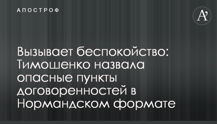 Вызывает беспокойство: Тимошенко назвала опасные пункты договоренностей в Нормандском формате