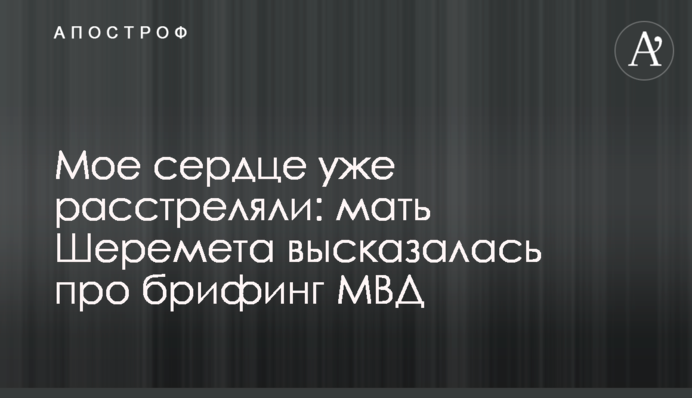 Моє серце вже розстріляли: мати Шеремета висловилася про брифінг МВС