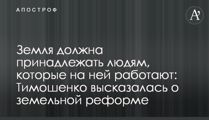 Земля повинна належати людям, які на ній працюють: Тимошенко висловилася щодо земельної реформи