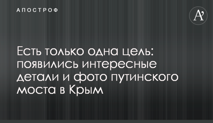 Є тільки одна мета: з'явилися цікаві деталі і фото путінського моста в Крим