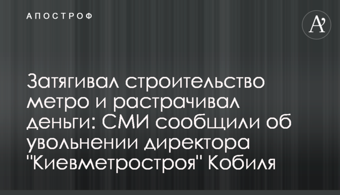 Затягивал строительство метро и растрачивал деньги: СМИ сообщили об увольнении директора 