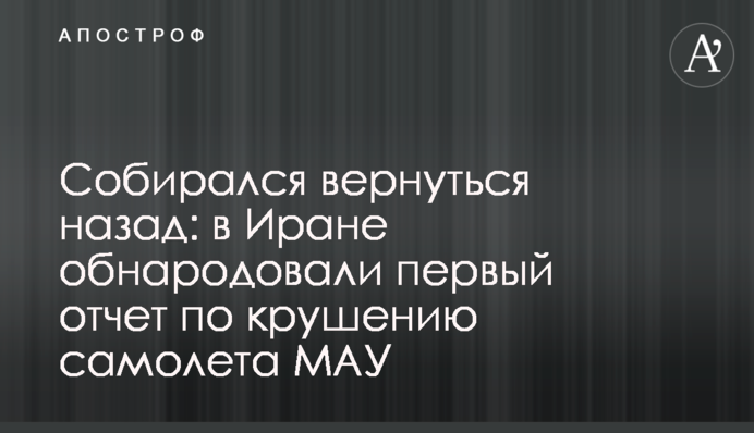 Собирался вернуться назад: в Иране обнародовали первый отчет по крушению самолета МАУ