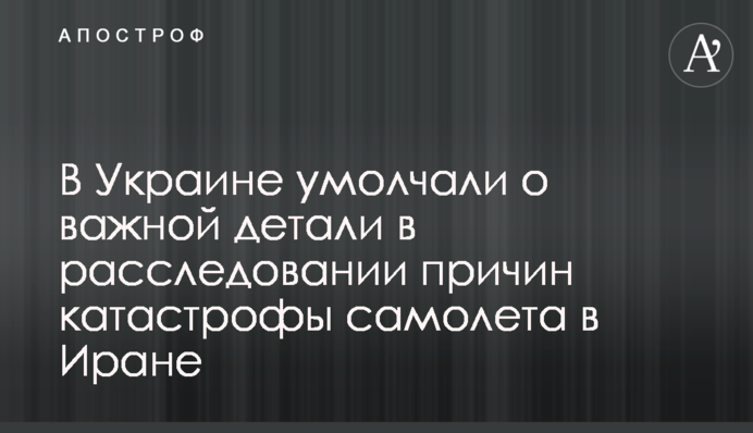 В Україні промовчали про важливу деталь в розслідуванні причин катастрофи літака в Ірані
