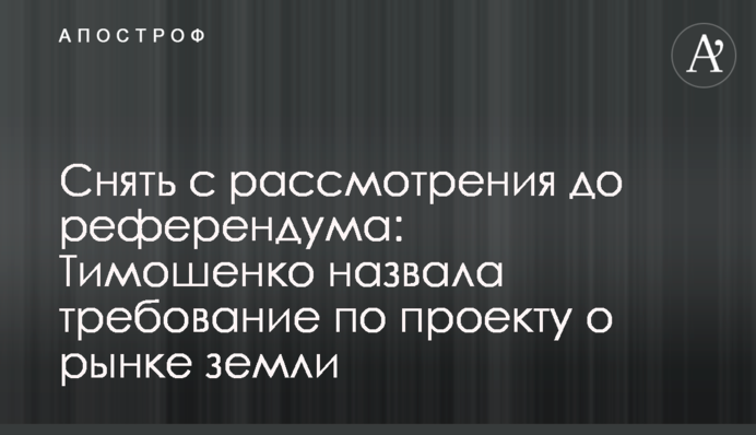 Зняти з розгляду до референдуму: Тимошенко назвала вимогу щодо проекту про ринок землі