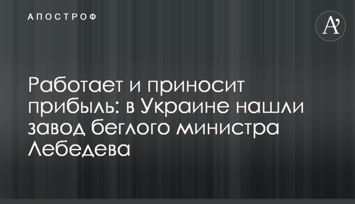 Работает и приносит прибыль: в Украине нашли завод беглого министра Лебедева