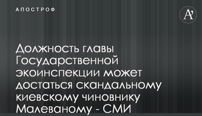 Должность главы Государственной экоинспекции может достаться скандальному киевскому чиновнику Малеваному - СМИ