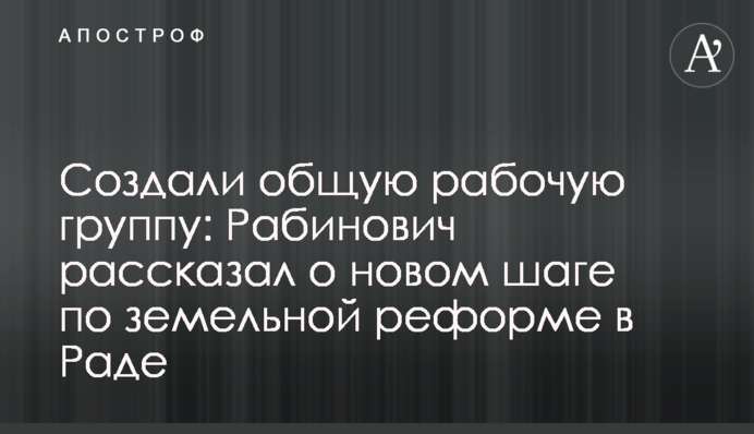 Создали рабочую группу ОПЗЖ и СН: Рабинович рассказал о новом шаге по земельной реформе в Раде