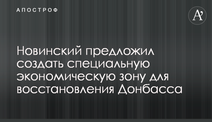 Новинський запропонував створити спеціальну економічну зону для відновлення Донбасу