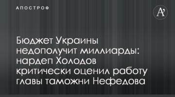 Бюджет Украины недополучит миллиарды: нардеп Холодов критически оценил работу главы таможни Нефедова